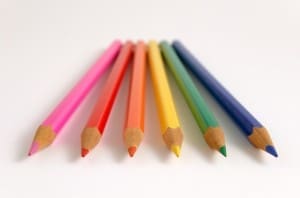 bright color pencils