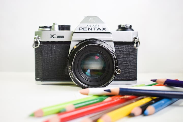 Camera and pencils