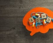 Paper brains with tangled thread, pills and letters with space for text